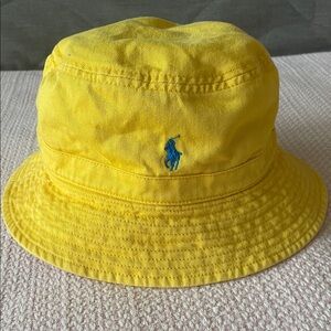 Ralph Lauren Bright Yellow Kids' Bucket Hat with Blue Pony One Size